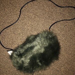 Olive green fur crossbody bag